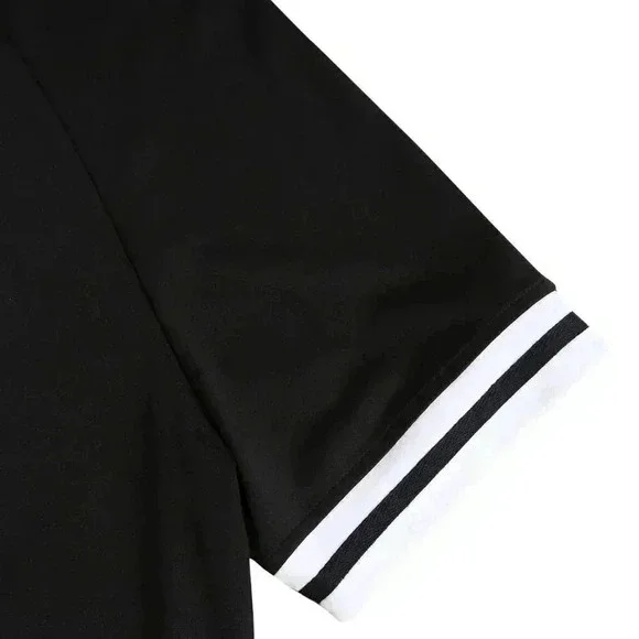 Black Casual Men Striped Trim Polo Shirt & Shorts - Picture 3 of 4